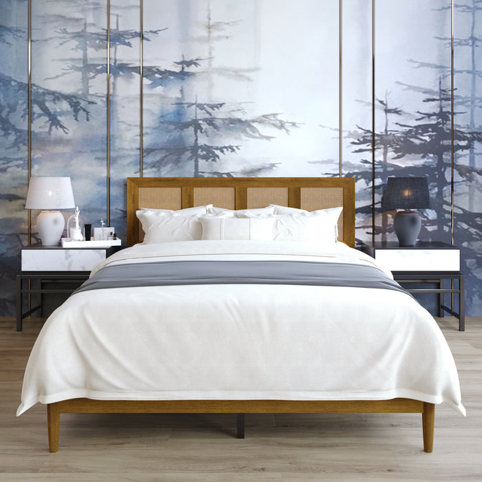 Home Design Skokie Platform Bed Frame, Brown