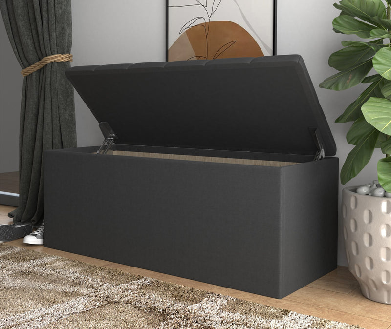 Home Design Athena Upholstered 42" Flip Top Storage Bench