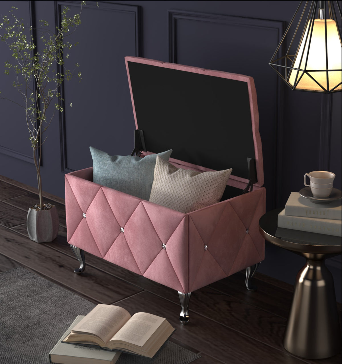 Home Design Bodhi Upholstered Flip Top Storage Bench For Adult