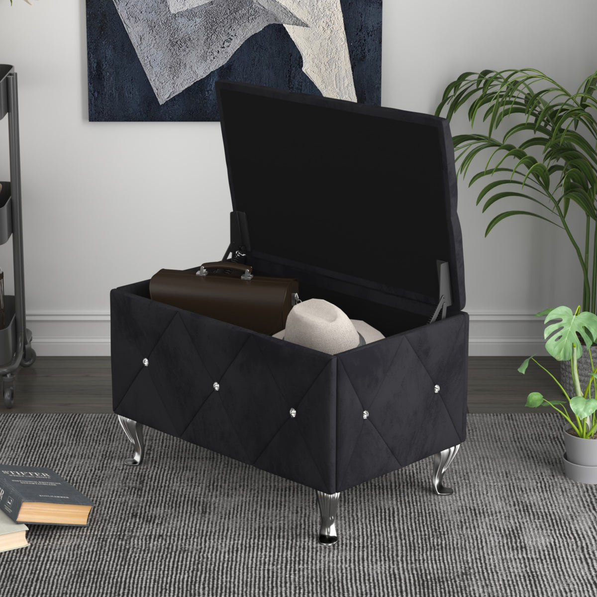 Home Design Bodhi Upholstered Flip Top Storage Bench For Adult