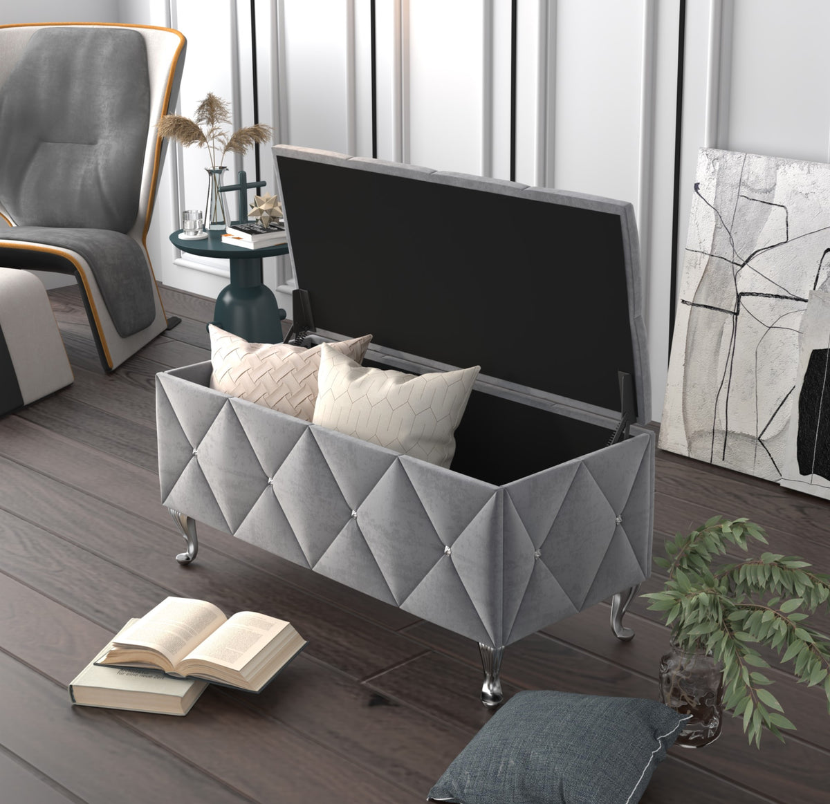 Home Design Bodhi Upholstered Flip Top Storage Bench For Adult