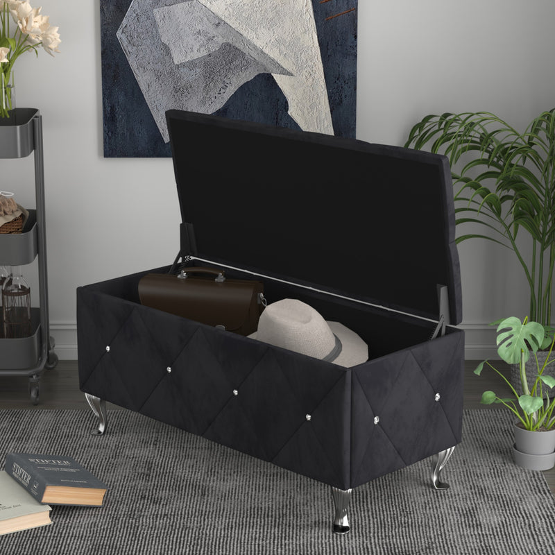 Home Design Bodhi Upholstered Flip Top Storage Bench For Adult