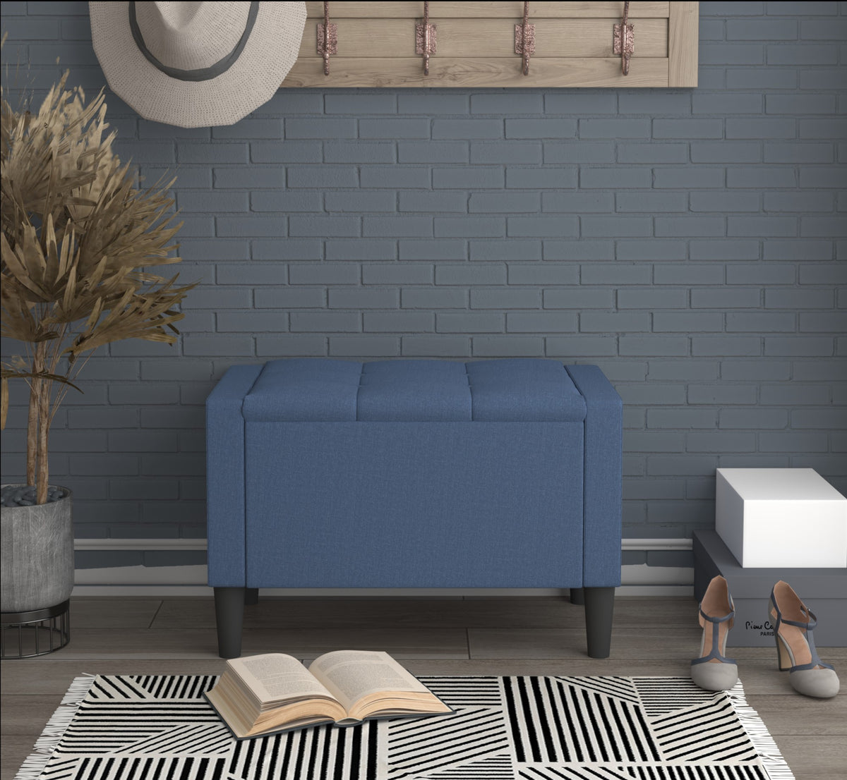 Home Design Braylen Upholstered Flip Top Storage Bench For Adult