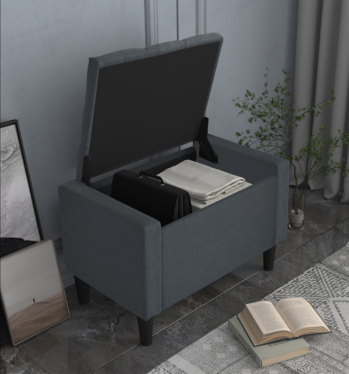 Home Design Braylen Upholstered Flip Top Storage Bench For Adult