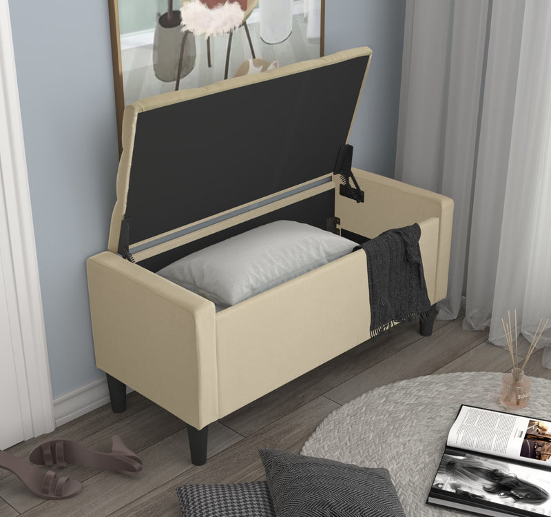 Home Design Braylen Upholstered Flip Top Storage Bench For Adult