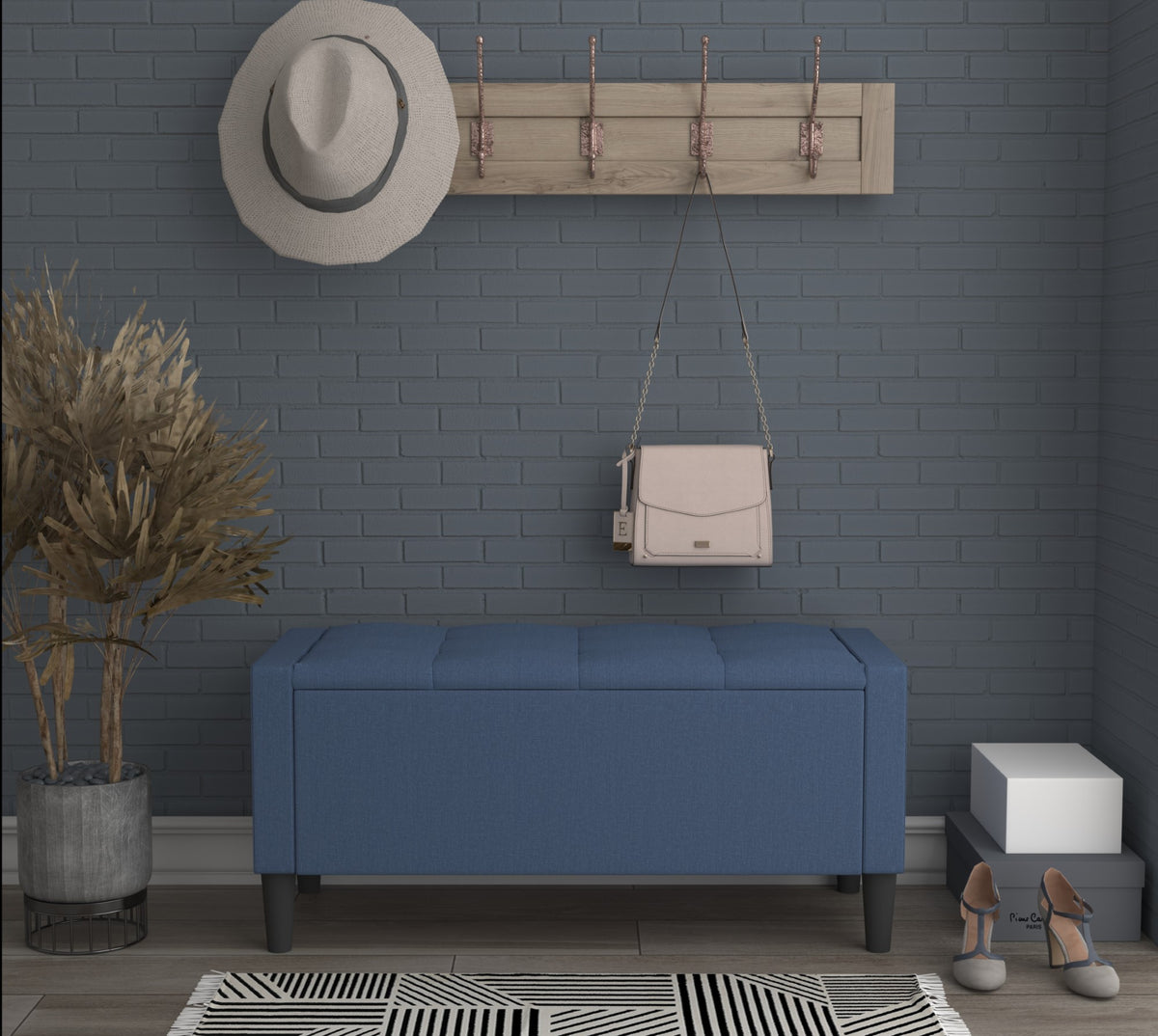 Home Design Braylen Upholstered Flip Top Storage Bench For Adult