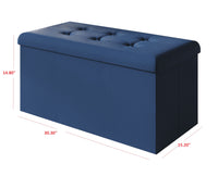 Home Design Florence Upholstered Folding Storage Bench For Adult, PU Blue