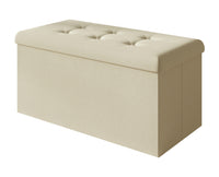 Home Design Florence Upholstered Folding Storage Bench For Adult, Beige Linen