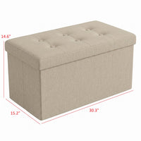 Florence Upholstered Folding Storage Bench with Foam Filled Seat, Multi-Purpose Rectangular Design for Seating, Footrest, or Hidden Storage in Living Room or Office, Beige Linen