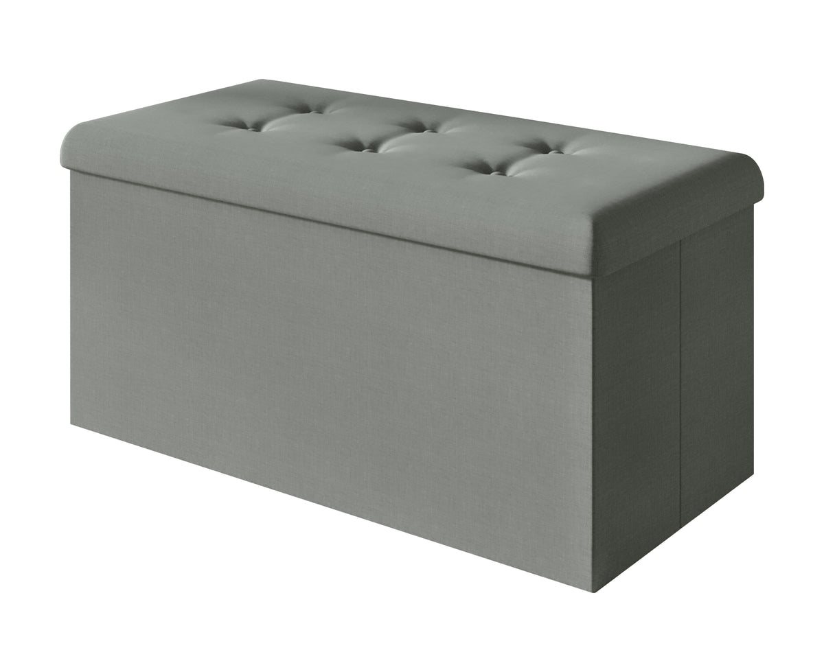 Home Design Florence Upholstered Folding Storage Bench For Adult, Gray Linen