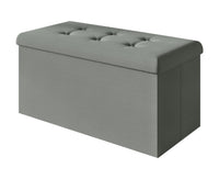 Home Design Florence Upholstered Folding Storage Bench For Adult, Gray Linen