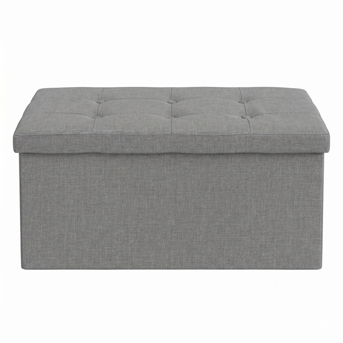 Florence Upholstered Folding Storage Bench with Foam Filled Seat, Multi-Purpose Rectangular Design for Seating, Footrest, or Hidden Storage in Living Room or Office, Gray Linen