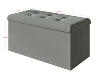 Home Design Florence Upholstered Folding Storage Bench For Adult, Gray Linen