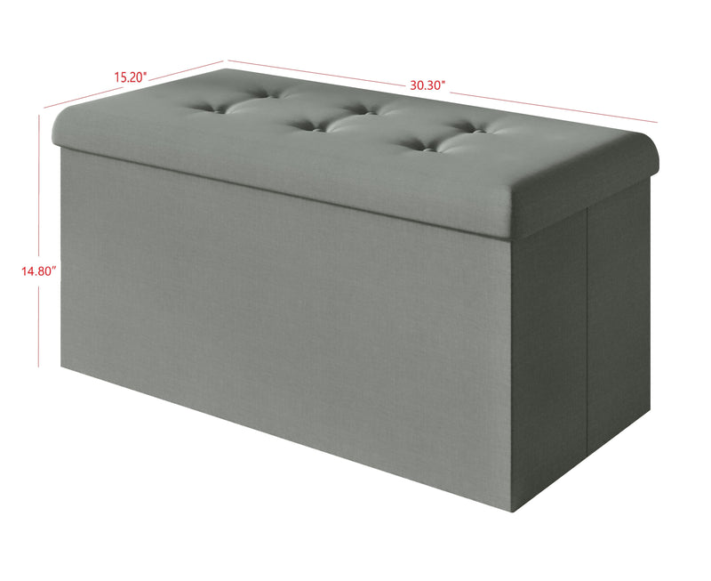 Home Design Florence Upholstered Folding Storage Bench For Adult, Gray Linen