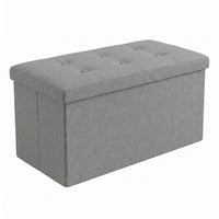Florence Upholstered Folding Storage Bench with Foam Filled Seat, Multi-Purpose Rectangular Design for Seating, Footrest, or Hidden Storage in Living Room or Office, Gray Linen