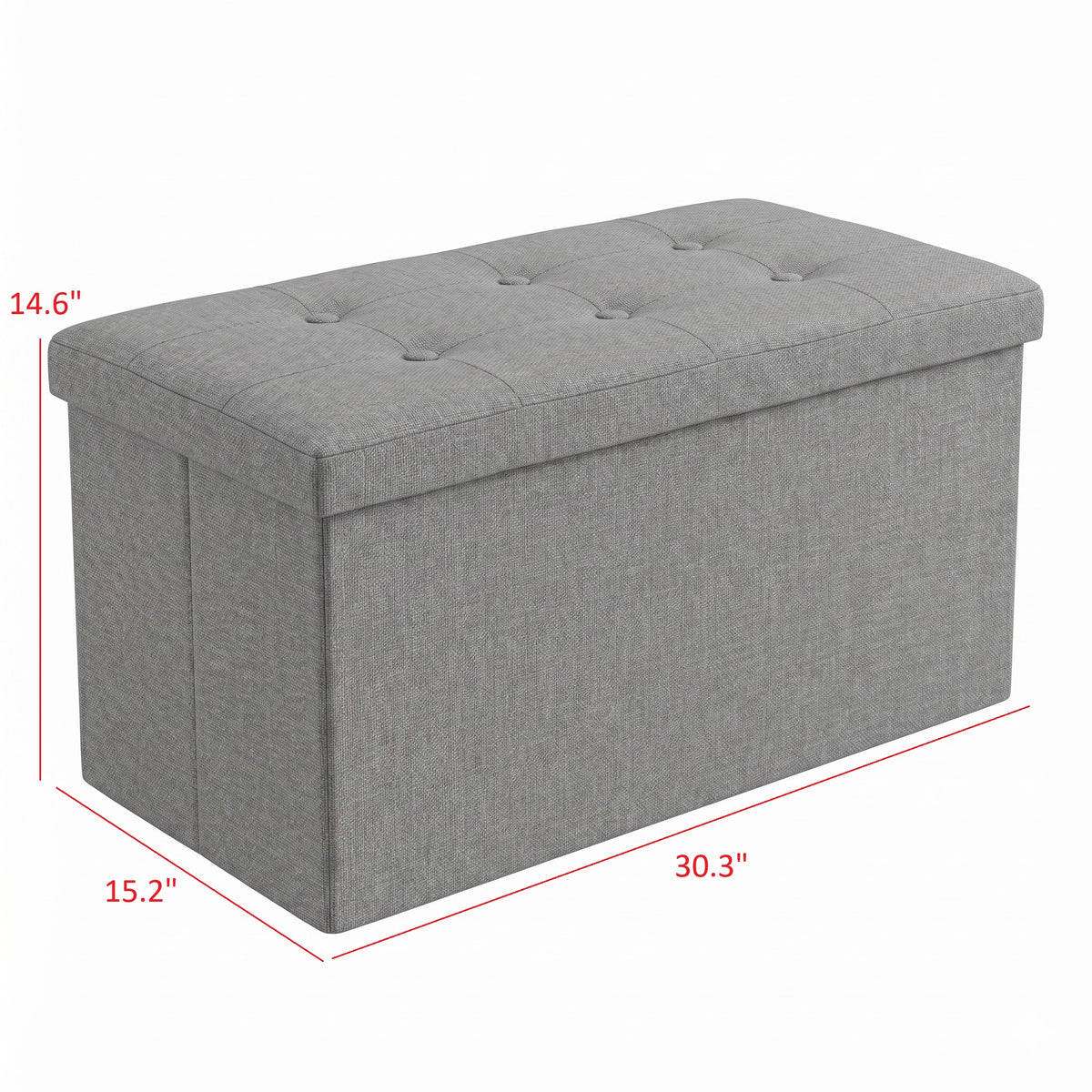 Florence Upholstered Folding Storage Bench with Foam Filled Seat, Multi-Purpose Rectangular Design for Seating, Footrest, or Hidden Storage in Living Room or Office, Gray Linen