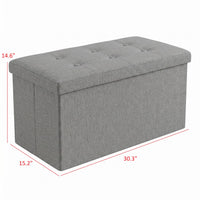 Florence Upholstered Folding Storage Bench with Foam Filled Seat, Multi-Purpose Rectangular Design for Seating, Footrest, or Hidden Storage in Living Room or Office, Gray Linen