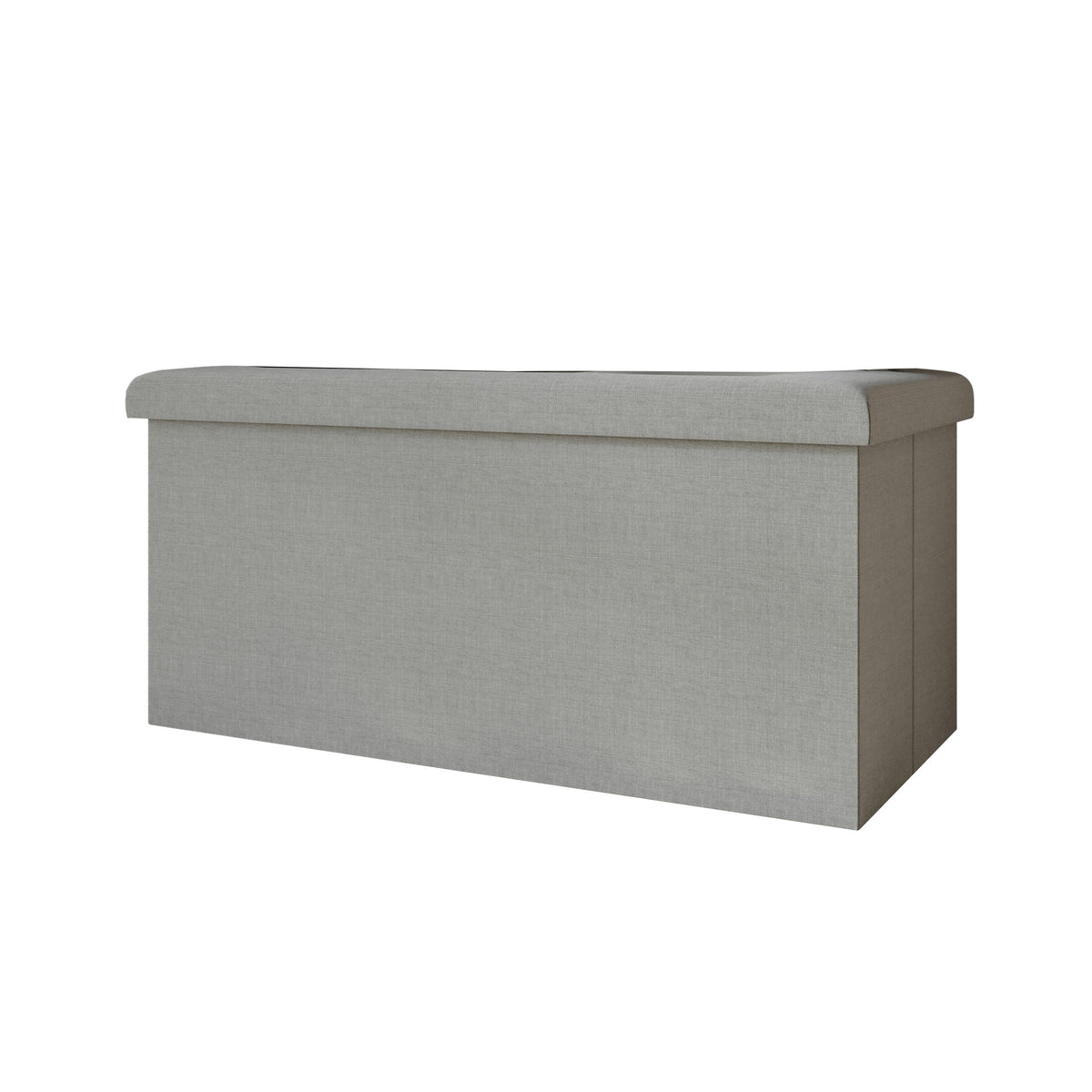 Florence Upholstered Folding Storage Bench with Foam Filled Seat, Multi-Purpose Rectangular Design for Seating, Footrest, or Hidden Storage in Living Room or Office, Gray Linen