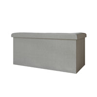 Florence Upholstered Folding Storage Bench with Foam Filled Seat, Multi-Purpose Rectangular Design for Seating, Footrest, or Hidden Storage in Living Room or Office, Gray Linen
