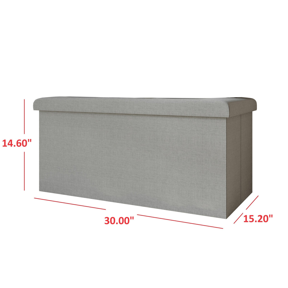 Florence Upholstered Folding Storage Bench with Foam Filled Seat, Multi-Purpose Rectangular Design for Seating, Footrest, or Hidden Storage in Living Room or Office, Gray Linen