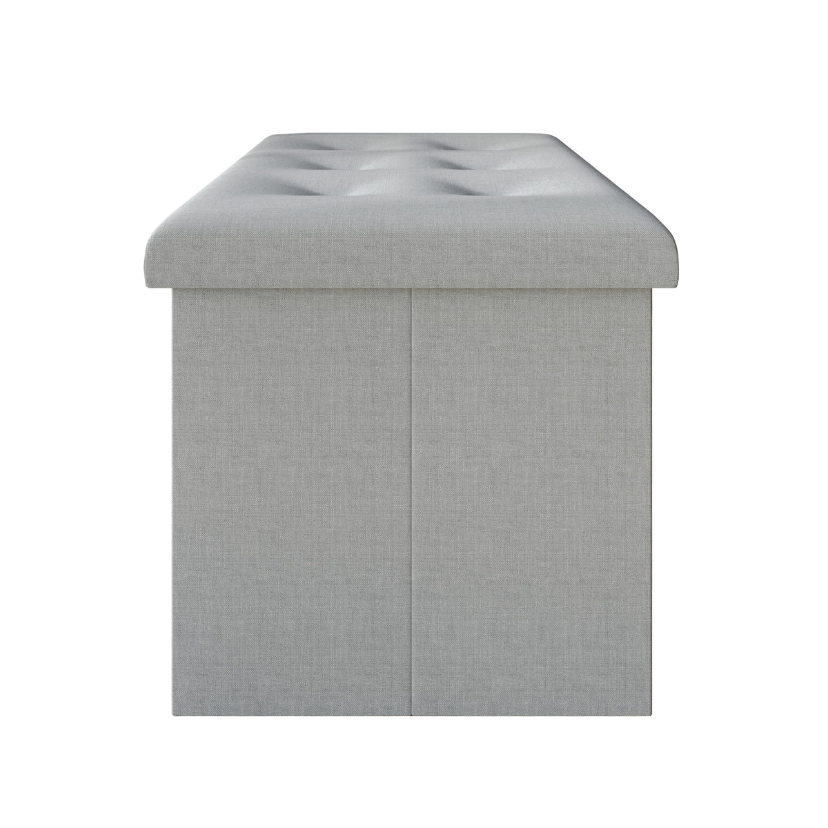 Florence Upholstered Folding Storage Bench with Foam Filled Seat, Multi-Purpose Rectangular Design for Seating, Footrest, or Hidden Storage in Living Room or Office, Gray Linen