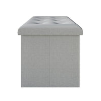 Florence Upholstered Folding Storage Bench with Foam Filled Seat, Multi-Purpose Rectangular Design for Seating, Footrest, or Hidden Storage in Living Room or Office, Gray Linen