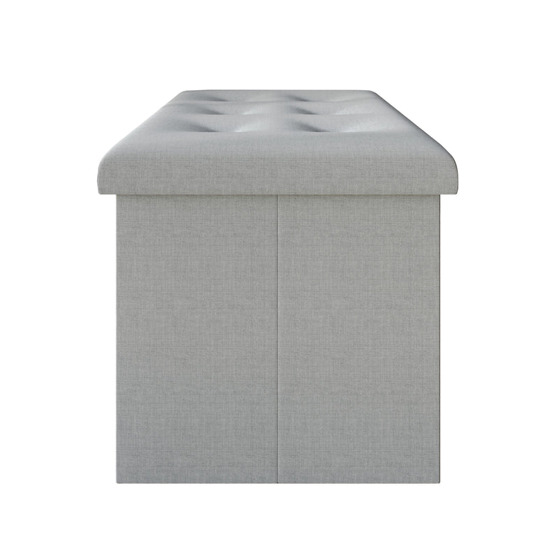 Florence Upholstered Folding Storage Bench with Foam Filled Seat, Multi-Purpose Rectangular Design for Seating, Footrest, or Hidden Storage in Living Room or Office, Gray Linen