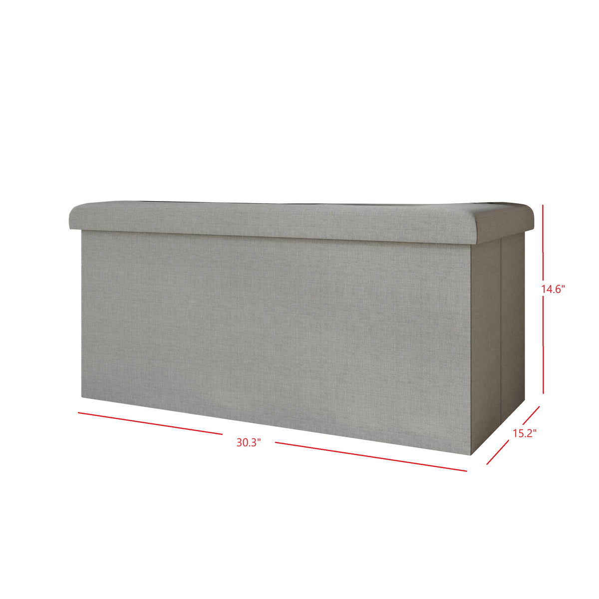 Florence Upholstered Folding Storage Bench with Foam Filled Seat, Multi-Purpose Rectangular Design for Seating, Footrest, or Hidden Storage in Living Room or Office, Gray Linen