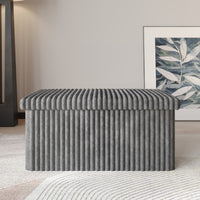 Florence Upholstered Folding Storage Bench with Foam Filled Seat, Multi-Purpose Rectangular Design for Seating, Footrest, or Hidden Storage in Living Room or Office