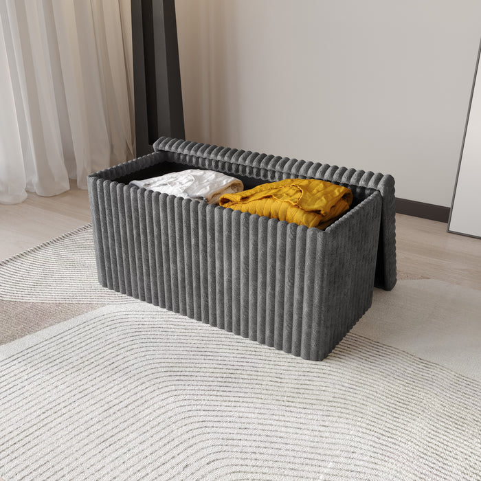 Florence Upholstered Folding Storage Bench with Foam Filled Seat, Multi-Purpose Rectangular Design for Seating, Footrest, or Hidden Storage in Living Room or Office