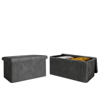 Florence Upholstered Folding Storage Bench Set of 2 with Foam Filled Seat, Multi-Purpose Rectangular Ottoman for Seating and Hidden Storage in Living Room or Office