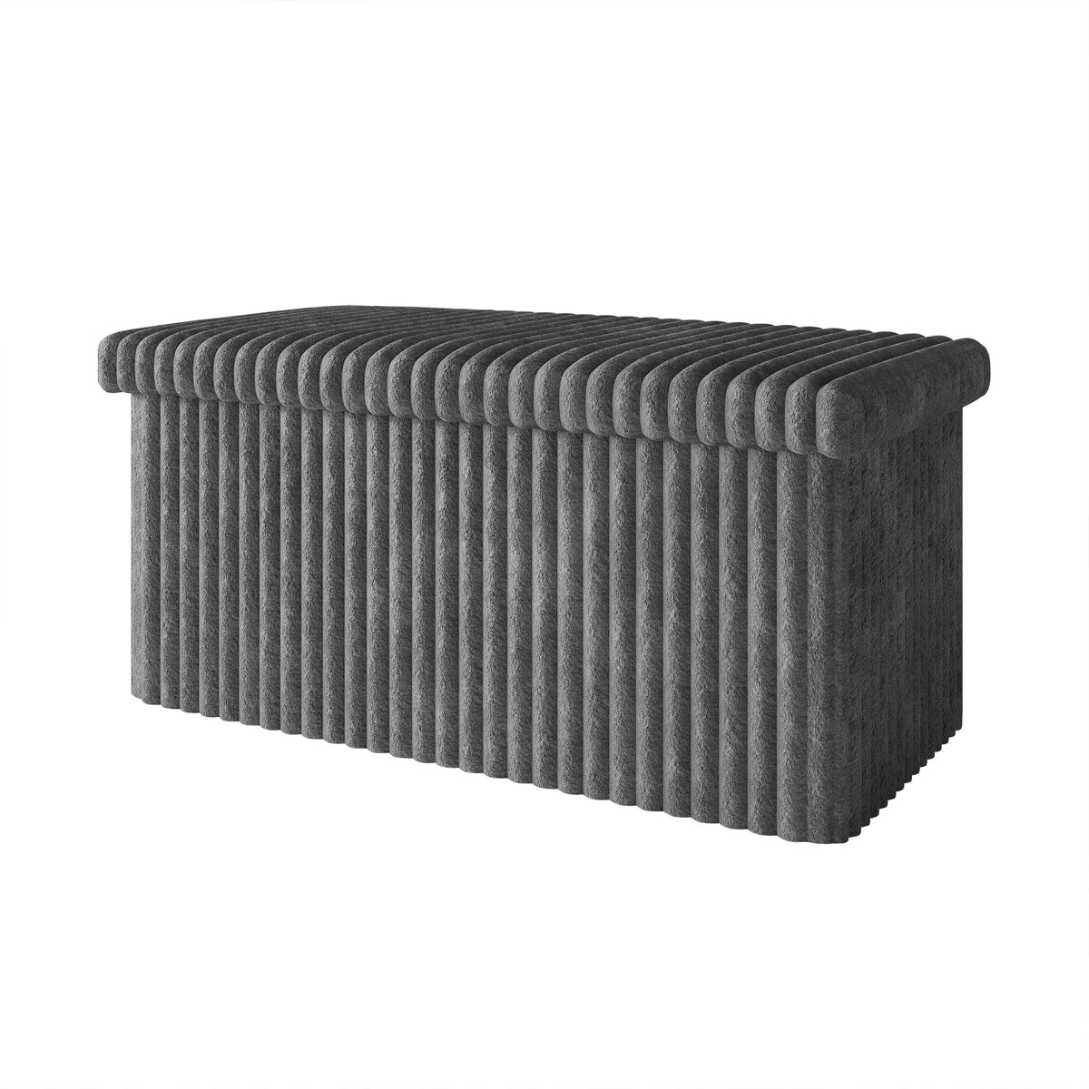 Florence Upholstered Folding Storage Bench Set of 2 with Foam Filled Seat, Multi-Purpose Rectangular Ottoman for Seating and Hidden Storage in Living Room or Office