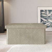 Florence Upholstered Folding Storage Bench with Foam Filled Seat, Multi-Purpose Rectangular Design for Seating, Footrest, or Hidden Storage in Living Room or Office