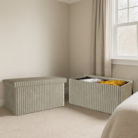 Florence Upholstered Folding Storage Bench Set of 2 with Foam Filled Seat, Multi-Purpose Rectangular Ottoman for Seating and Hidden Storage in Living Room or Office