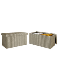 Florence Upholstered Folding Storage Bench Set of 2 with Foam Filled Seat, Multi-Purpose Rectangular Ottoman for Seating and Hidden Storage in Living Room or Office