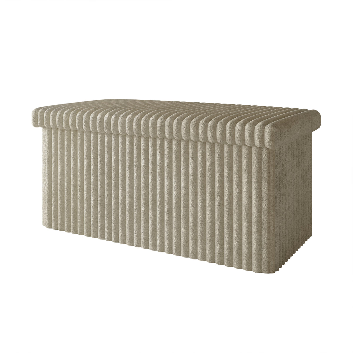 Florence Upholstered Folding Storage Bench Set of 2 with Foam Filled Seat, Multi-Purpose Rectangular Ottoman for Seating and Hidden Storage in Living Room or Office
