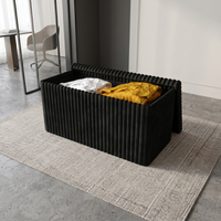 Florence Upholstered Folding Storage Bench with Foam Filled Seat, Multi-Purpose Rectangular Design for Seating, Footrest, or Hidden Storage in Living Room or Office