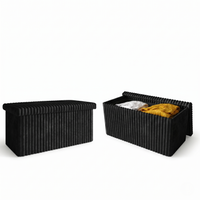 Florence Upholstered Folding Storage Bench Set of 2 with Foam Filled Seat, Multi-Purpose Rectangular Ottoman for Seating and Hidden Storage in Living Room or Office
