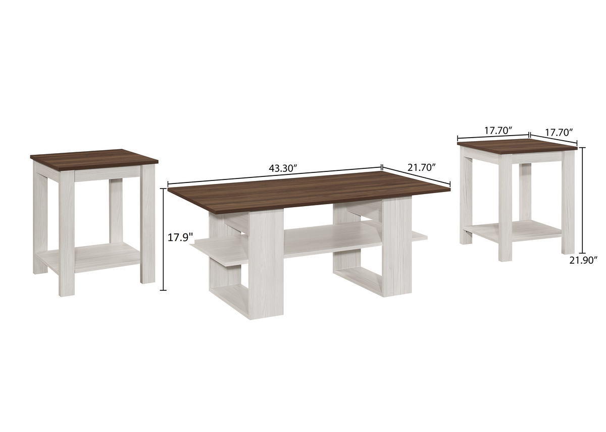 Home Design Beverly 3 Piece Coffee Table Set, Living Room