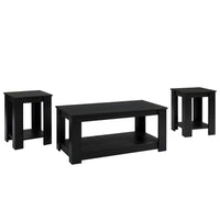 Gloria 3-Piece Coffee Table Set with Rectangular Coffee Table and Two Square End Tables, Modern Open Shelf Design for Living Room Storage and Display