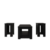 Gloria 3-Piece Coffee Table Set with Rectangular Coffee Table and Two Square End Tables, Modern Open Shelf Design for Living Room Storage and Display