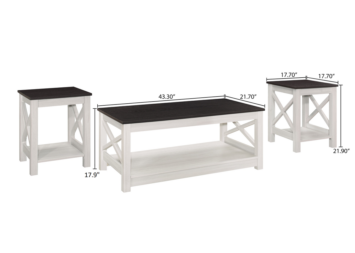 Home Design Wayne 3 pieces Coffee Table Set