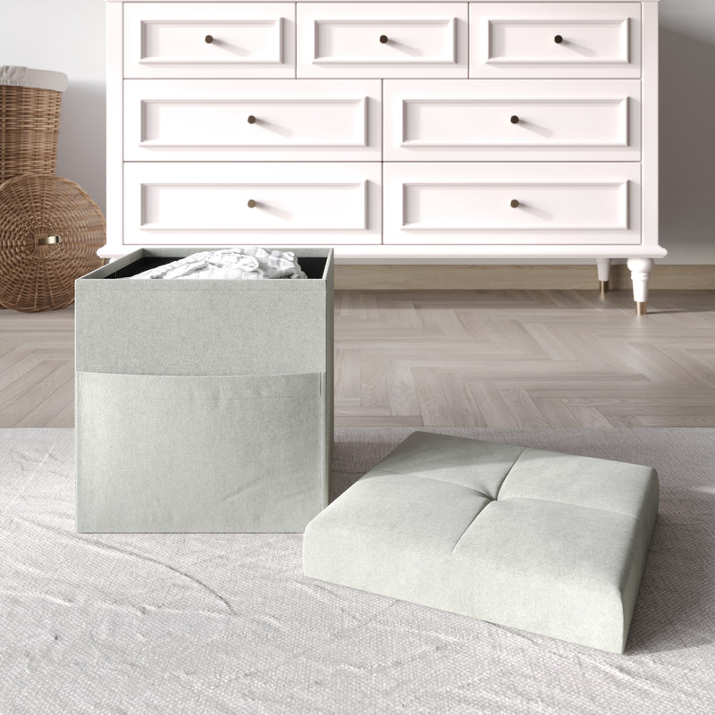 Home Design Chico Tufted Upholstered Folding Storage Bench with Pocket