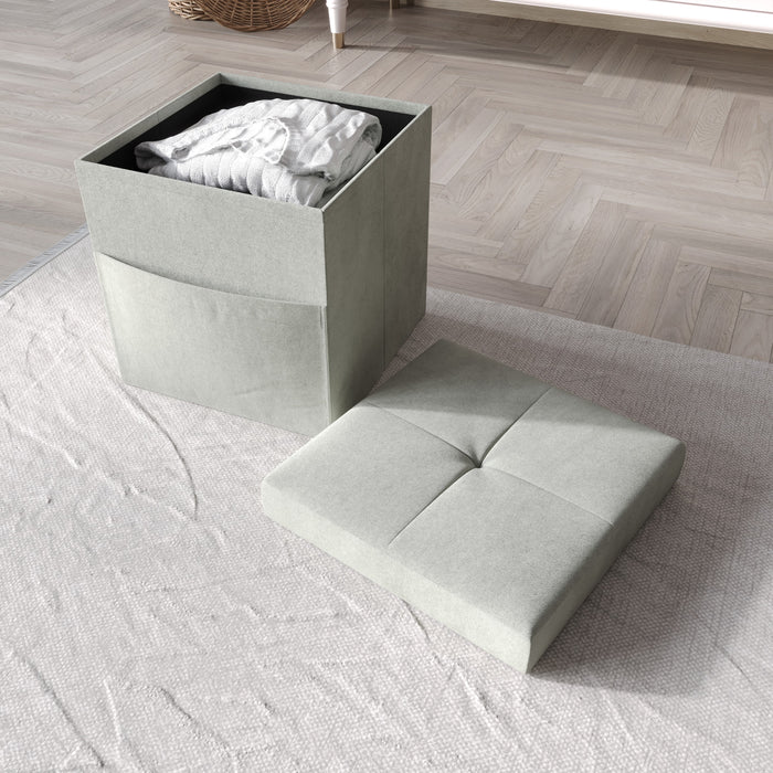Home Design Chico Tufted Upholstered Folding Storage Bench with Pocket