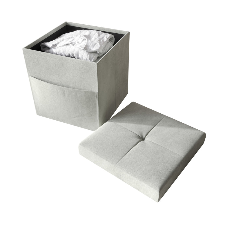 Home Design Chico Tufted Upholstered Folding Storage Bench with Pocket