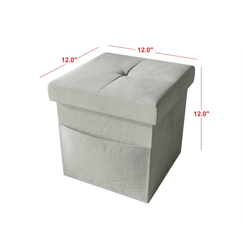 Home Design Chico Tufted Upholstered Folding Storage Bench with Pocket