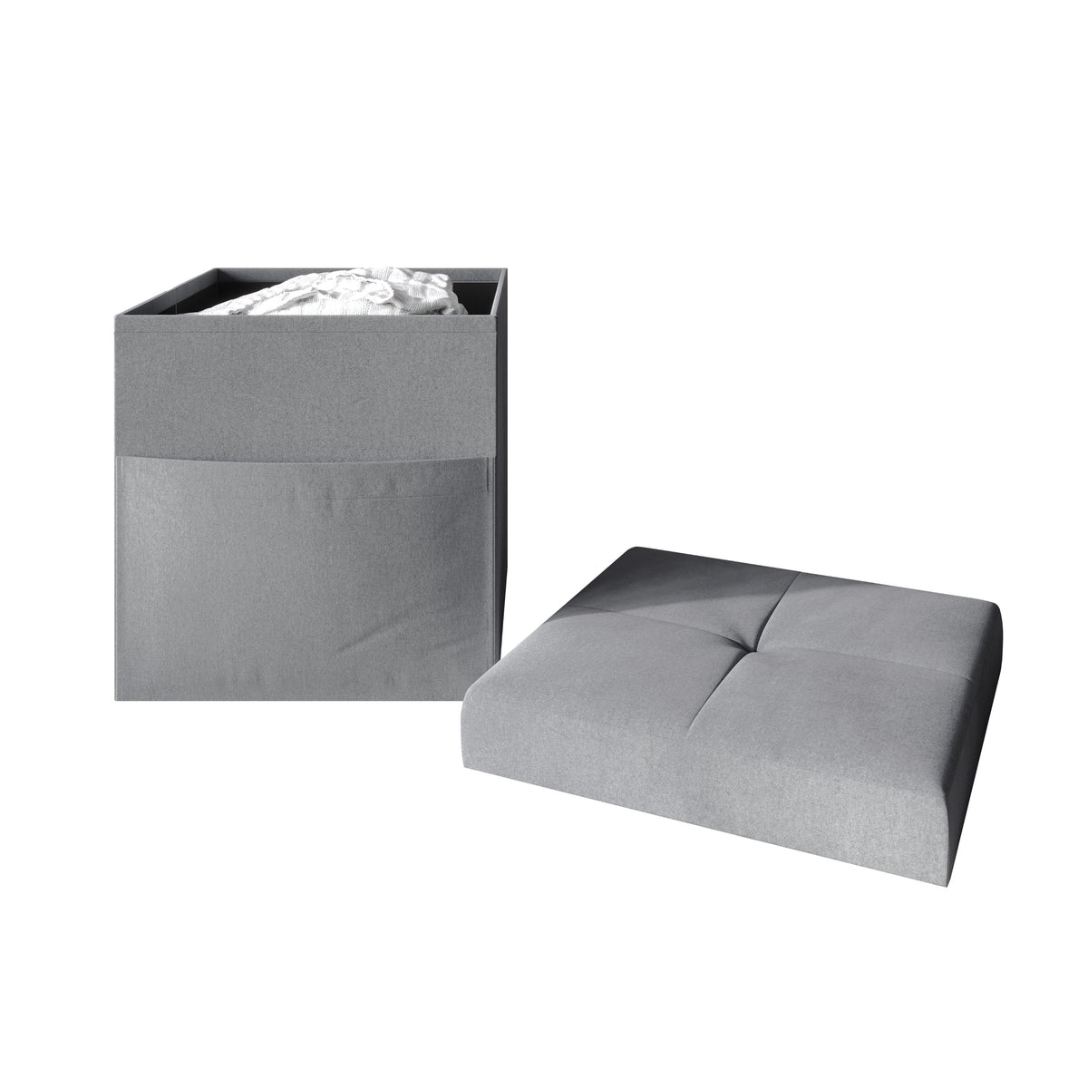 Home Design Chico Tufted Upholstered Folding Storage Bench with Pocket