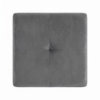 Chico 12" Tufted Upholstered Folding Storage Bench with Deep Cushion and Front Pocket, Multi-Purpose Rectangular Design for Bedroom, Entryway, or Living Room, Light Gray
