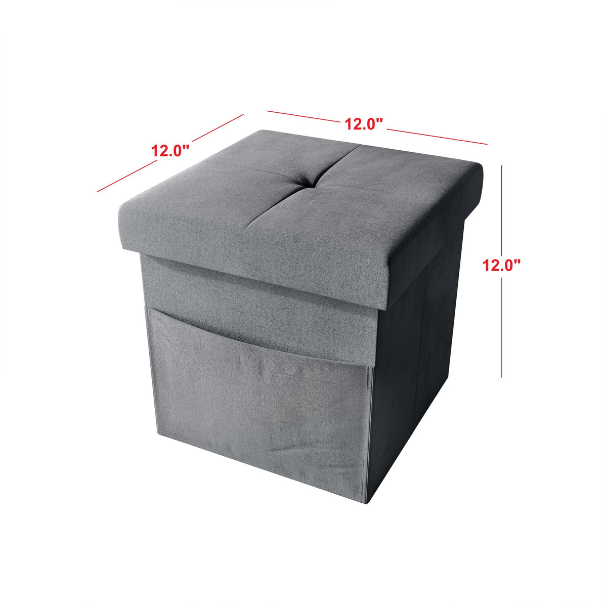 Home Design Chico Tufted Upholstered Folding Storage Bench with Pocket