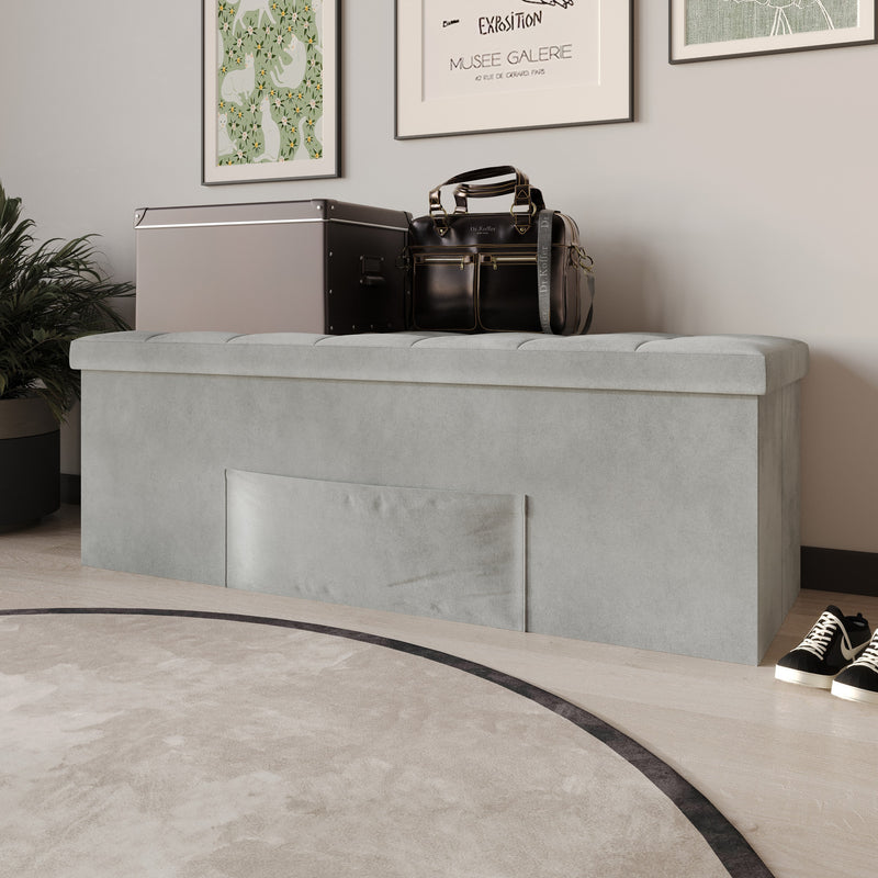 Home Design Chico Tufted Upholstered Folding Storage Bench with Pocket